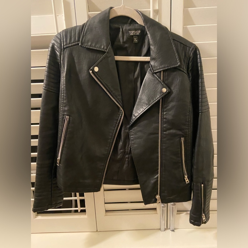 Top Shop Vegan Leather Jacket, Size US 6